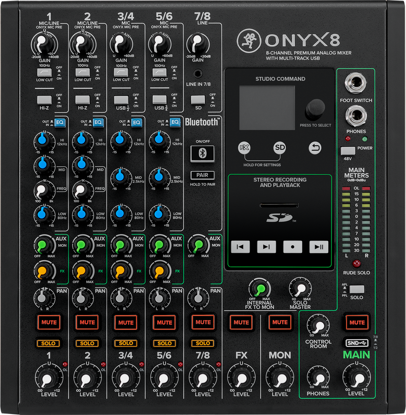 Mackie ONYX8 8-Channel Premium Analog Mixer With Multitrack USB