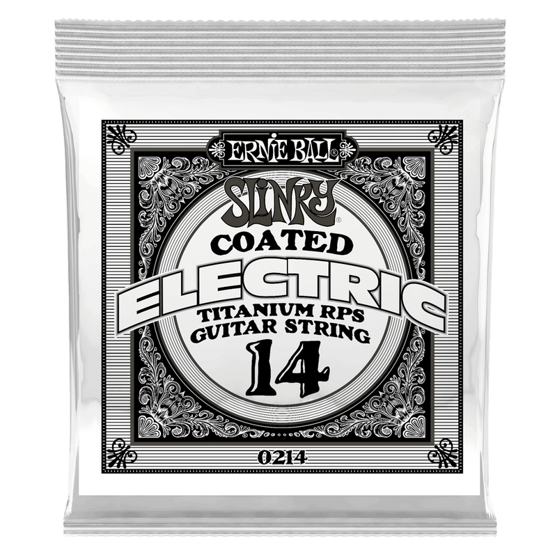 Ernie Ball 0214EB Slinky Coated Titanium Reinforced Plain Electric Guitar String - 0.014