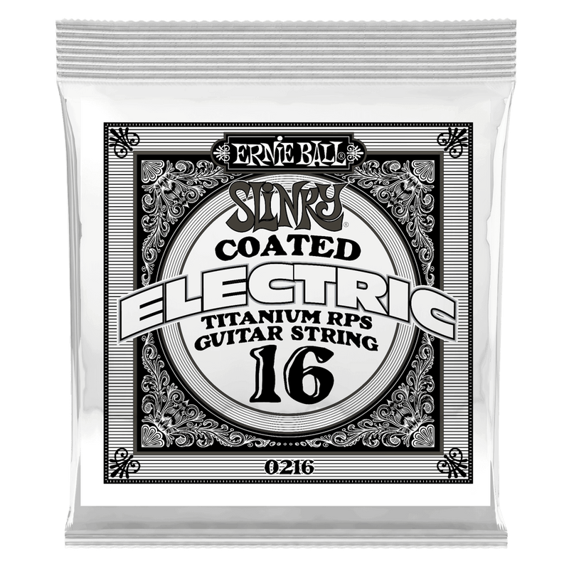 Ernie Ball 0216EB Slinky Coated Titanium Reinforced Plain Electric Guitar String - 0.016