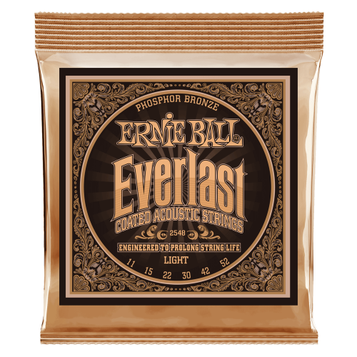 Ernie Ball 2548 Eb Everlast Coated Acoustic Guitar Strings Phosphor Bronze Light 011 - 052 - Red One Music