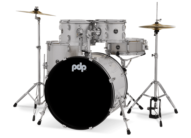 PDP PDCE2215KTDW Center Stage 5-Piece Complete Drum Set (Diamond White Sparkle)