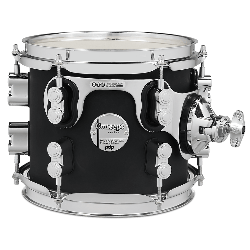 PDP PDCM0708STBK Concept Maple Finish Ply Suspended Tom (Satin Black) - 7" x 8"