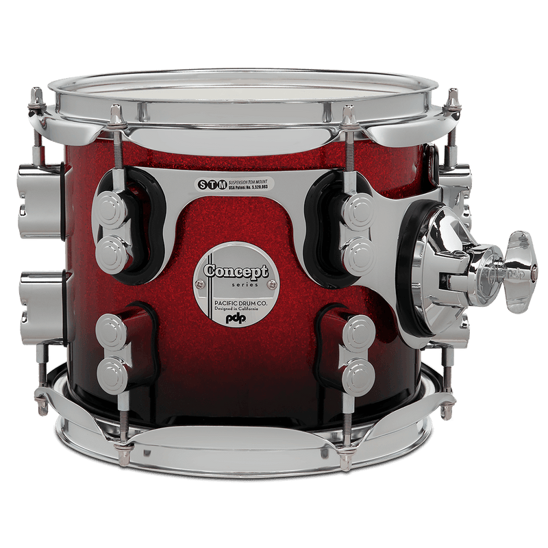 PDP PDCM0708STRB Concept Maple Lacquer Suspended Tom (Red to Black Fade) - 7" x 8"
