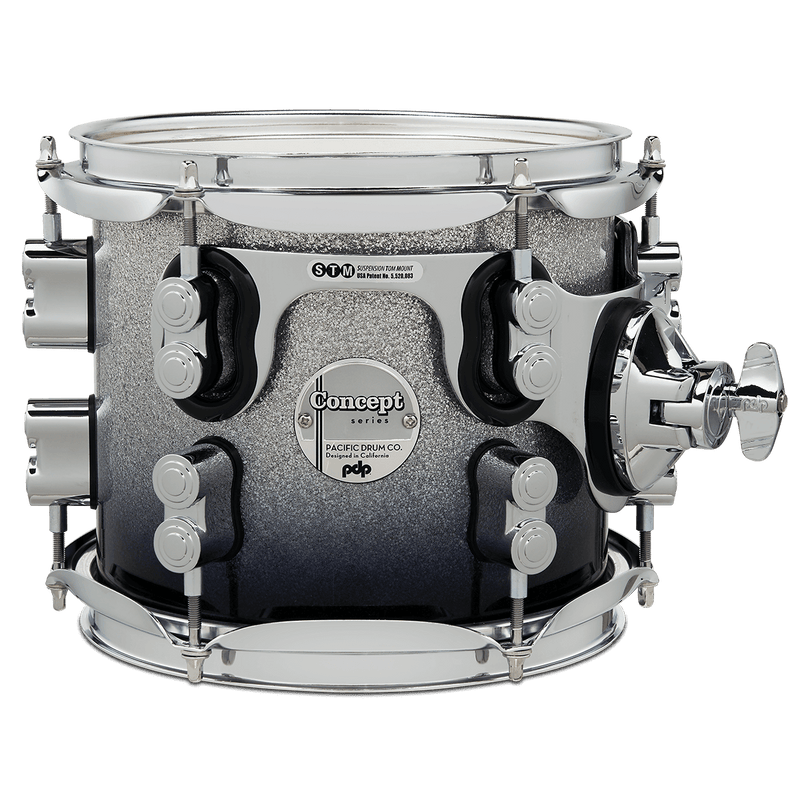 PDP PDCM0708STSB Concept Maple Lacquer Suspended Tom (Silver to Black Fade) - 7" x 8"