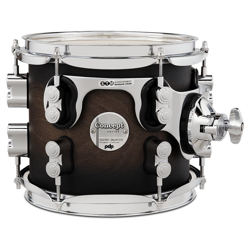 PDP PDCM0708STSCB Concept Maple Lacquer Suspended Tom (Satin Charcoal Burst) - 7" x 8"