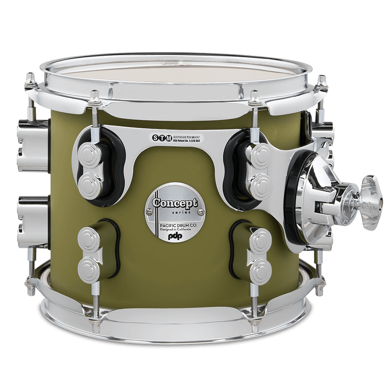 PDP PDCM0708STSO Concept Maple Finish Ply Suspended Tom (Satin Olive) - 7" x 8"