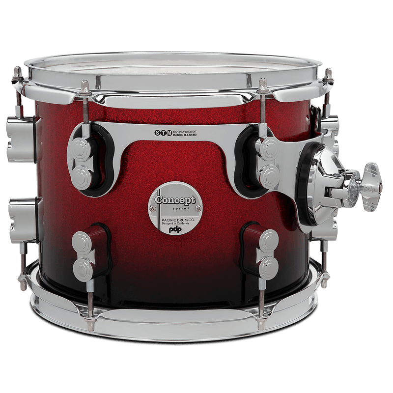 PDP PDCM0810STRB Concept Maple Lacquer Suspended Tom (Red to Black Fade) - 8" x 10"