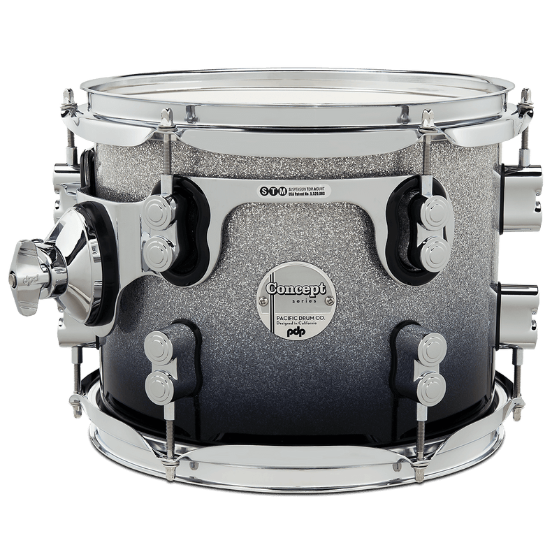 PDP PDCM0810STSB Concept Maple Lacquer Suspended Tom (Silver to Black Fade) - 8" x 10"