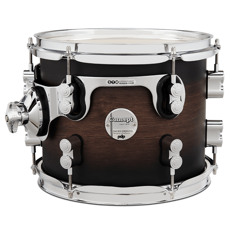 PDP PDCM0810STSCB Concept Maple Lacquer Suspended Tom (Satin Charcoal Burst) - 8" x 10"