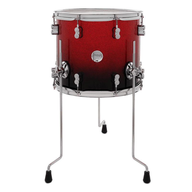 PDP PDCM1214TTRB Concept Maple Lacquer Floor Tom (Red to Black Fade) - 12" x 14"