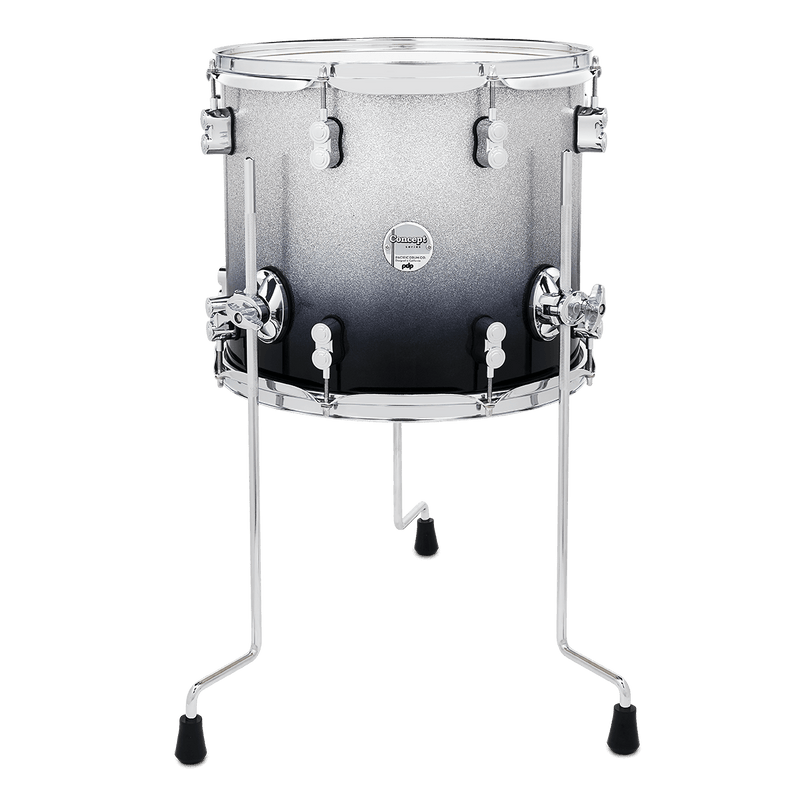 PDP PDCM1214TTSB Concept Maple Lacquer Floor Tom (Silver to Black Fade) - 12" x 14"
