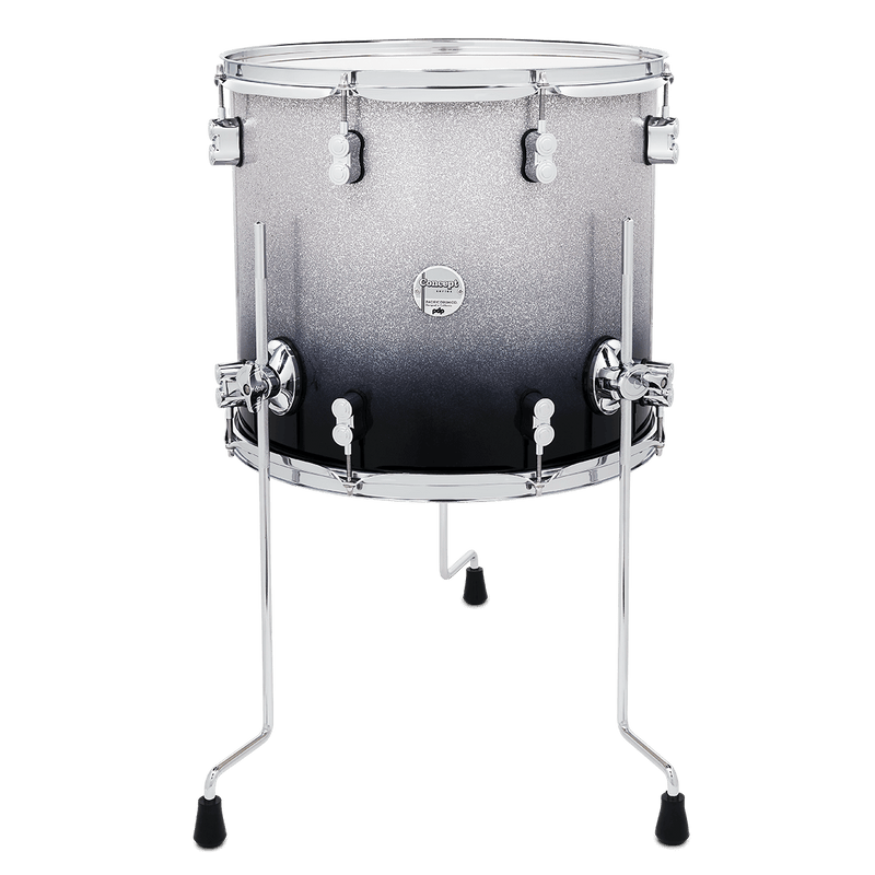 PDP PDCM1416TTSB Concept Maple Lacquer Floor Tom (Silver to Black Fade) - 14" x 16"