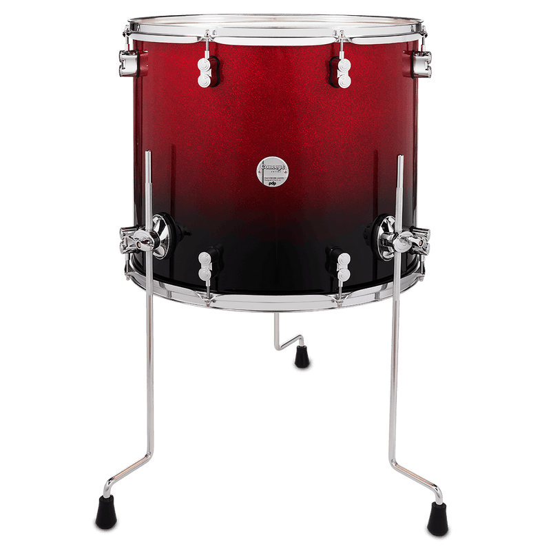 PDP PDCM1618TTRB Concept Maple Lacquer Floor Tom (Red to Black Fade) - 16" x 18"
