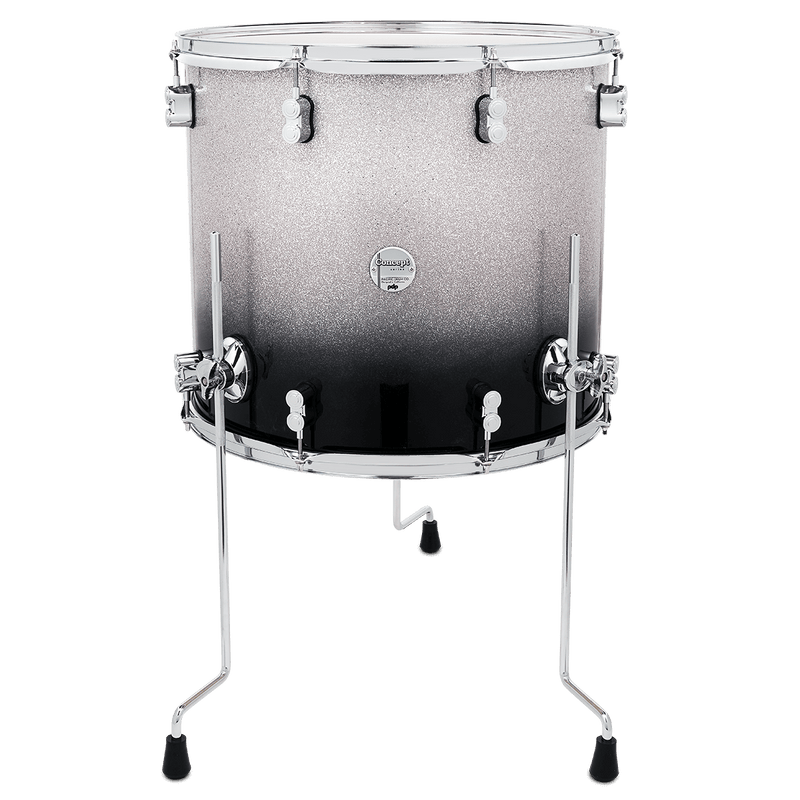 PDP PDCM1618TTSB Concept Maple Lacquer 16" x 18" Tom au sol - Argent à noir fondu