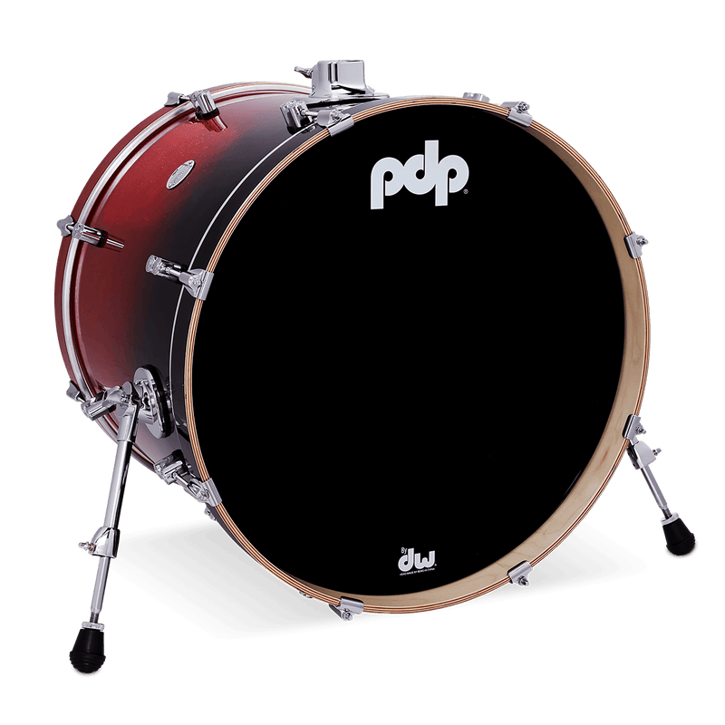 PDP PDCM1822KKRB Concept Maple Lacquer Grosse caisse 18" x 22" - Rouge à noir fondu