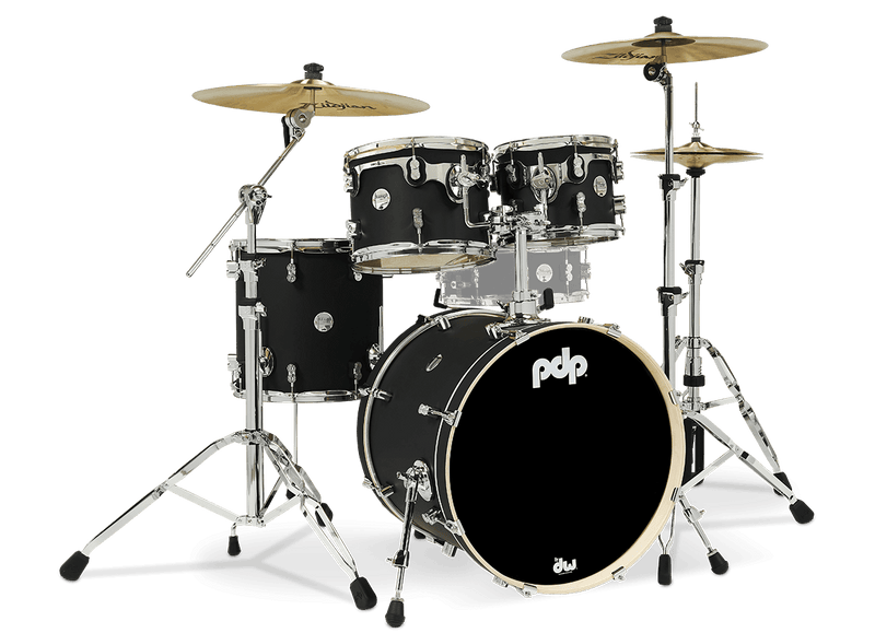 PDP PDCM20FNBK Concept Maple 4-Piece Fusion Shell Pack Finish Ply (Satin Black)