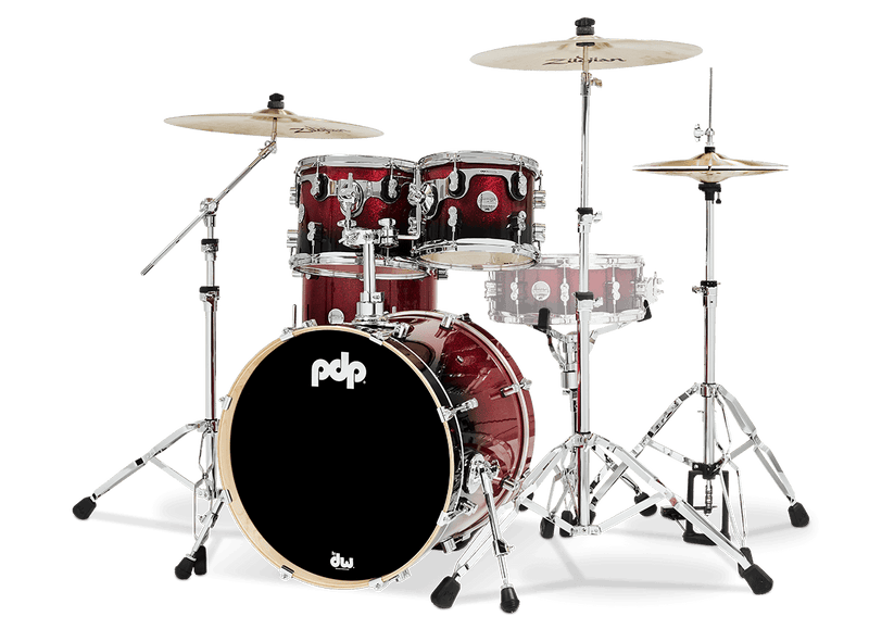 PDP PDCM20FNRB Concept Maple 4-Piece Fusion Shell Pack Lacquer Finish (Red to Black Fade)