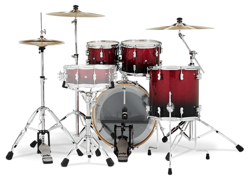 PDP PDCM20FNRB Concept Maple 4-Piece Fusion Shell Pack Lacquer Finish (Red to Black Fade)