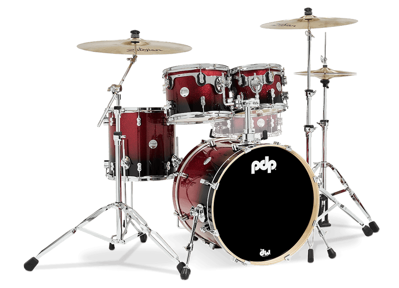 PDP PDCM20FNRB Concept Maple 4-Piece Fusion Shell Pack Lacquer Finish (Red to Black Fade)