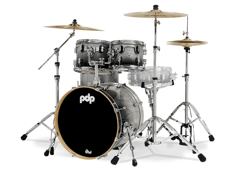 PDP PDCM20FNSB Concept Maple 4 pièces Fusion Shell Pack Finition laque - Argent à noir fondu