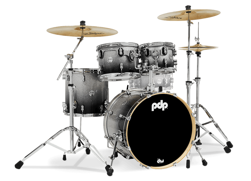 PDP PDCM20FNSB Concept Maple 4 pièces Fusion Shell Pack Finition laque - Argent à noir fondu