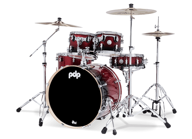 PDP PDCM2215RB Concept Maple 5-Piece Shell Pack Lacquer Finish (Red to Black Fade)