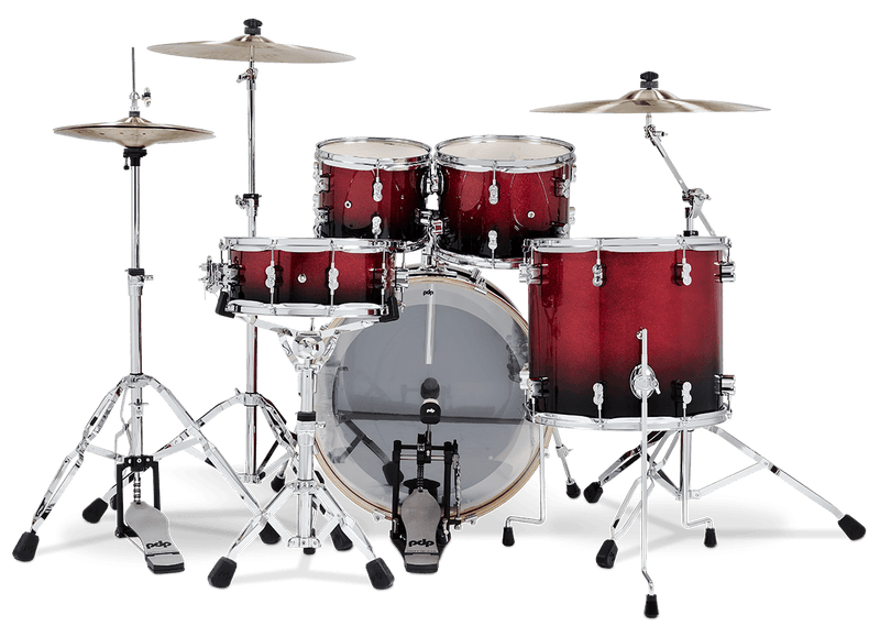 PDP PDCM2215RB Concept Maple 5-Piece Shell Pack Lacquer Finish (Red to Black Fade)
