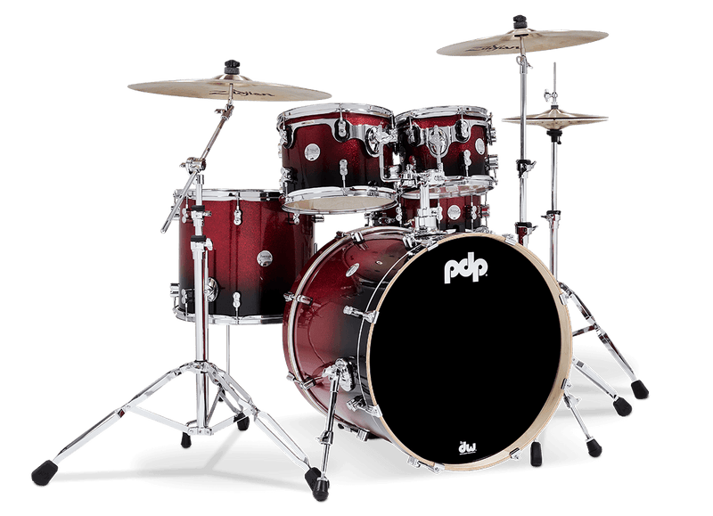 PDP PDCM2215RB Concept Maple 5-Piece Shell Pack Lacquer Finish (Red to Black Fade)