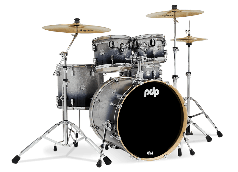 PDP PDCM2215SB Concept Maple 5-Piece Shell Pack Lacquer Finish (Silver to Black Fade)