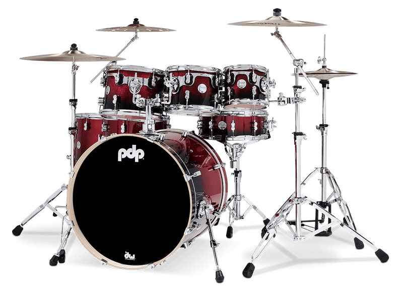 PDP PDCM2217RB Concept Maple 7-Piece Shell Pack Lacquer Finish (Red to Black Fade)