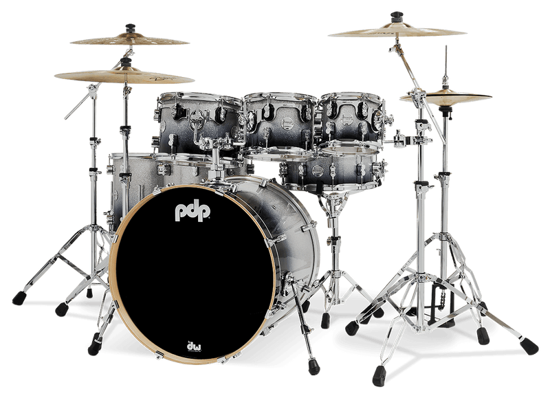 PDP PDCM2217SB Concept Maple 7-Piece Shell Pack Lacquer Finish (Silver to Black Fade)