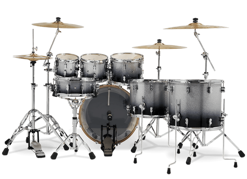 PDP PDCM2217SB Concept Maple 7-Piece Shell Pack Lacquer Finish (Silver to Black Fade)