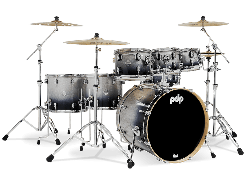 PDP PDCM2217SB Concept Maple 7-Piece Shell Pack Lacquer Finish (Silver to Black Fade)