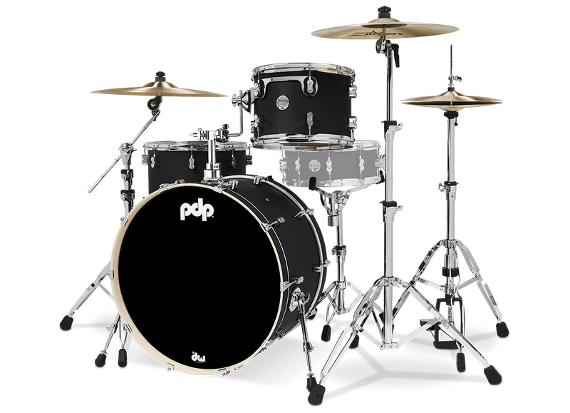PDP PDCM24RKBK Concept Maple 3-Piece Rock Shell Pack Finish Ply (Satin Black)