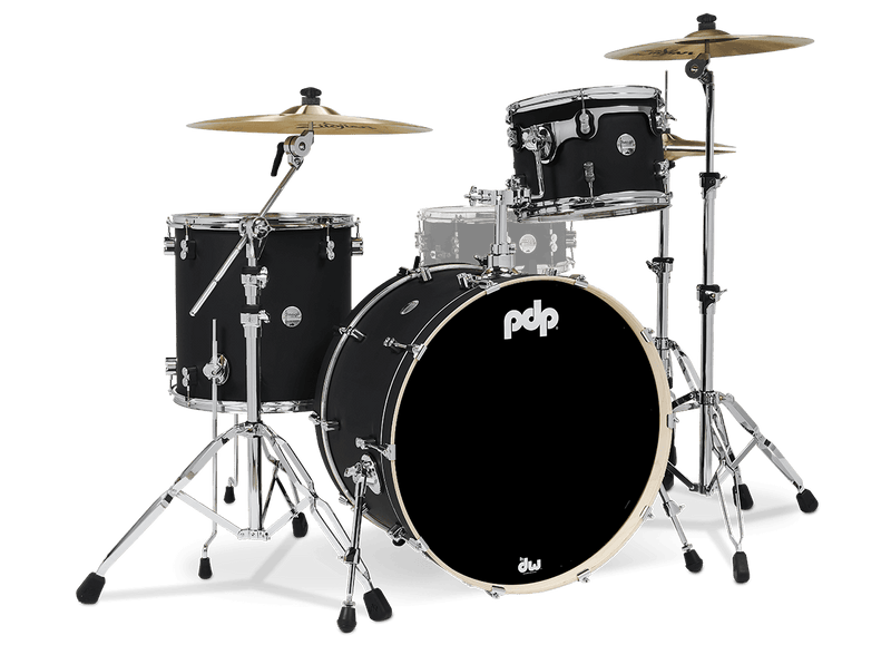 PDP PDCM24RKBK Concept Maple 3-Piece Rock Shell Pack Finish Ply (Satin Black)