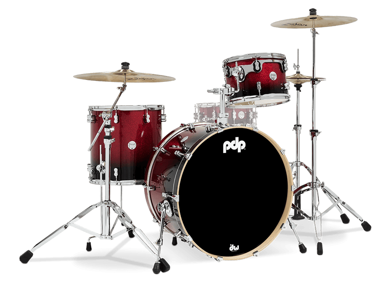 PDP PDCM24RKRB Concept Maple 3-Piece Rock Shell Pack Lacquer Finish (Red to Black Fade)