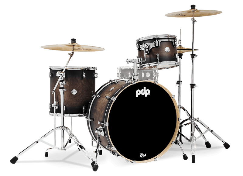 PDP PDCM24RKSCB Concept Maple 3-Piece Rock Shell Pack Lacquer Finish (Satin Charcoal Burst)