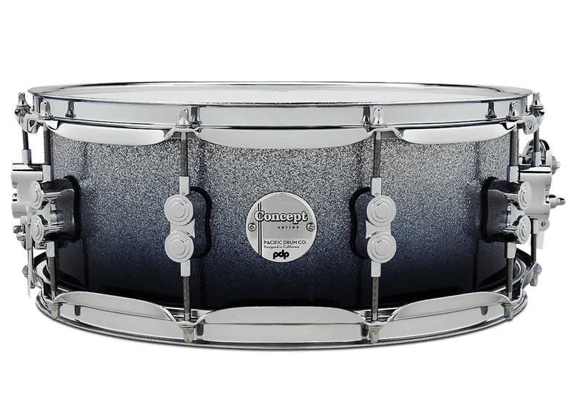 PDP PDCM5514SSSB Concept Maple Lacquer 5,5" x 14" Caisse claire - Argent à noir fondu