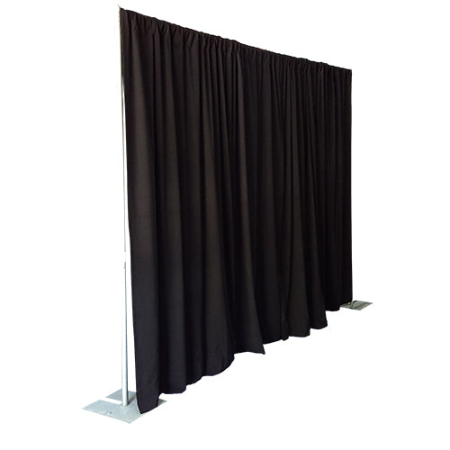 PD Pipe & Drape Velour Drapes w/ Pipe Pockets & Grommets - 16' x 15' Black