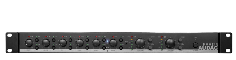 Audac PRE126 Two Zone 6 Channel Stereo Preamplifier