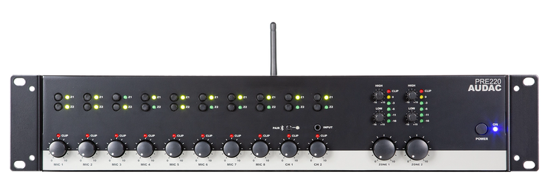 Audac PRE220 Two Zone 10 Channel Stereo Pre-Amplifier