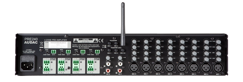 Audac PRE240 Four Zone 10 Channel Stereo Preamplifier