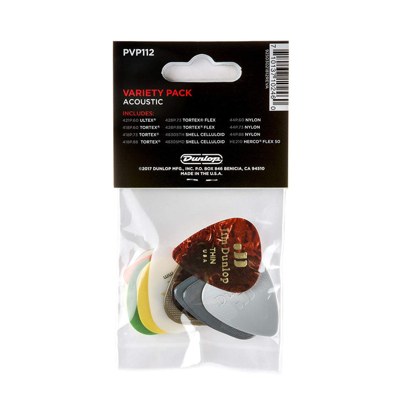 Dunlop PVP112 Lot de 12 médiators pour guitare acoustique