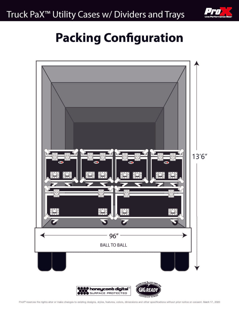 ProX XS-UTL243030WMK2 TruckPaX Heavy-Duty Truck Pack Utility Flight Case W-Divider and Tray Kit
