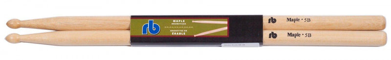 RB Drums RB-5B Maple Drum Sticks w/ Wooden Tip - Red One Music
