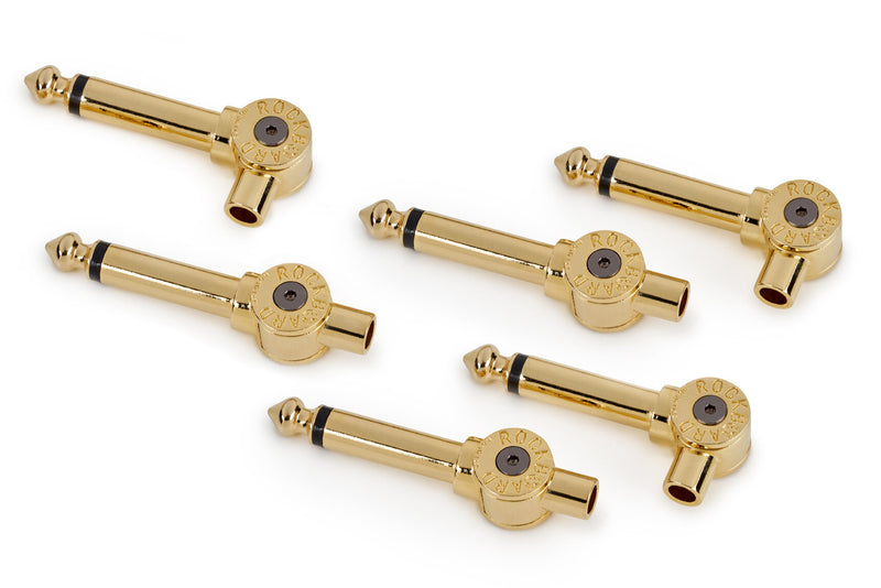 RockBoard RBO CAB PW PLUG 6 GD PatchWorks Solderless Plugs, 6 pcs. (Gold)