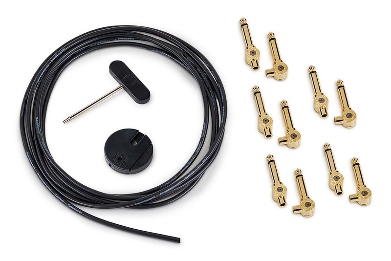 RockBoard RBO CAB PW SET GD PatchWorks Solderless Patch Cable Set - 300 cm / 118 7/64" Cable + 10 Plugs - Gold