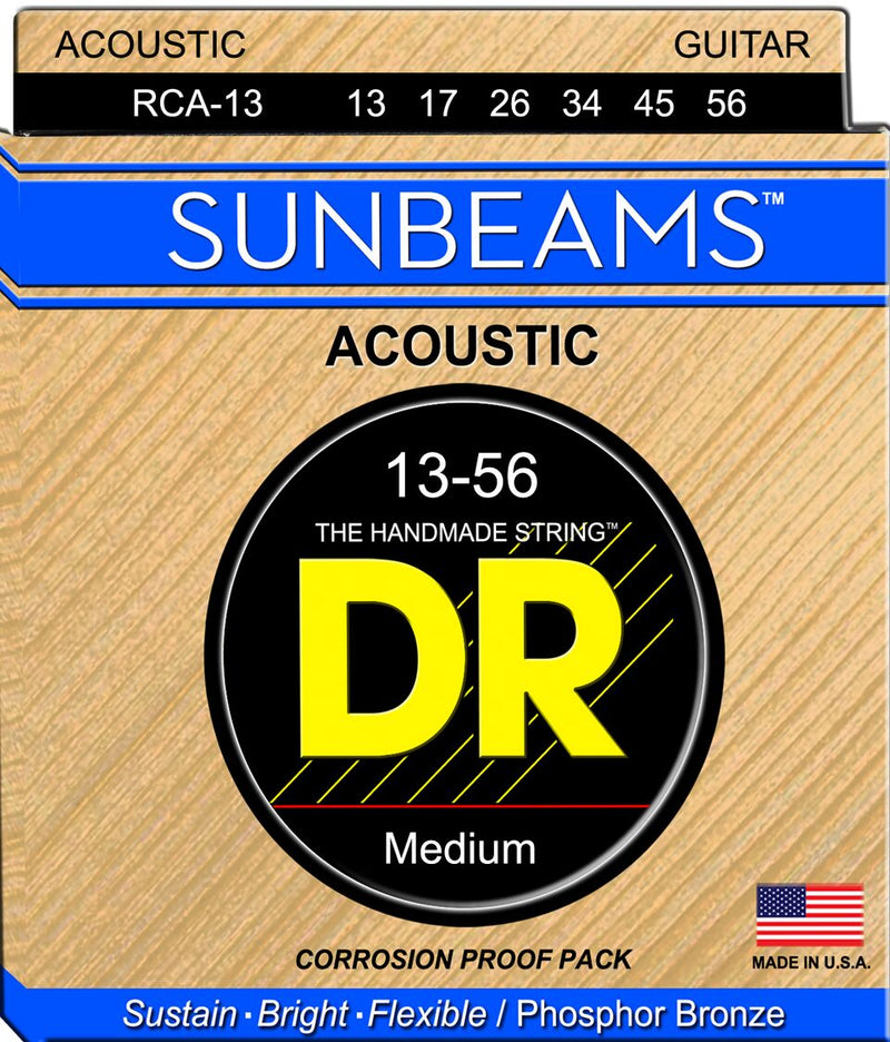 DR Handmade Strings RCA-13 Sunbeam Acoustic Guitar Strings - Medium (13-56)
