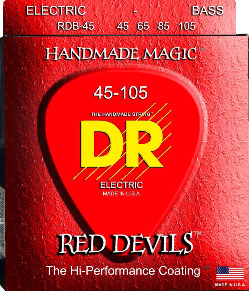 DR Handmade Strings RDB-45 Red Devils Coated Bass Strings - Medium (45-105)