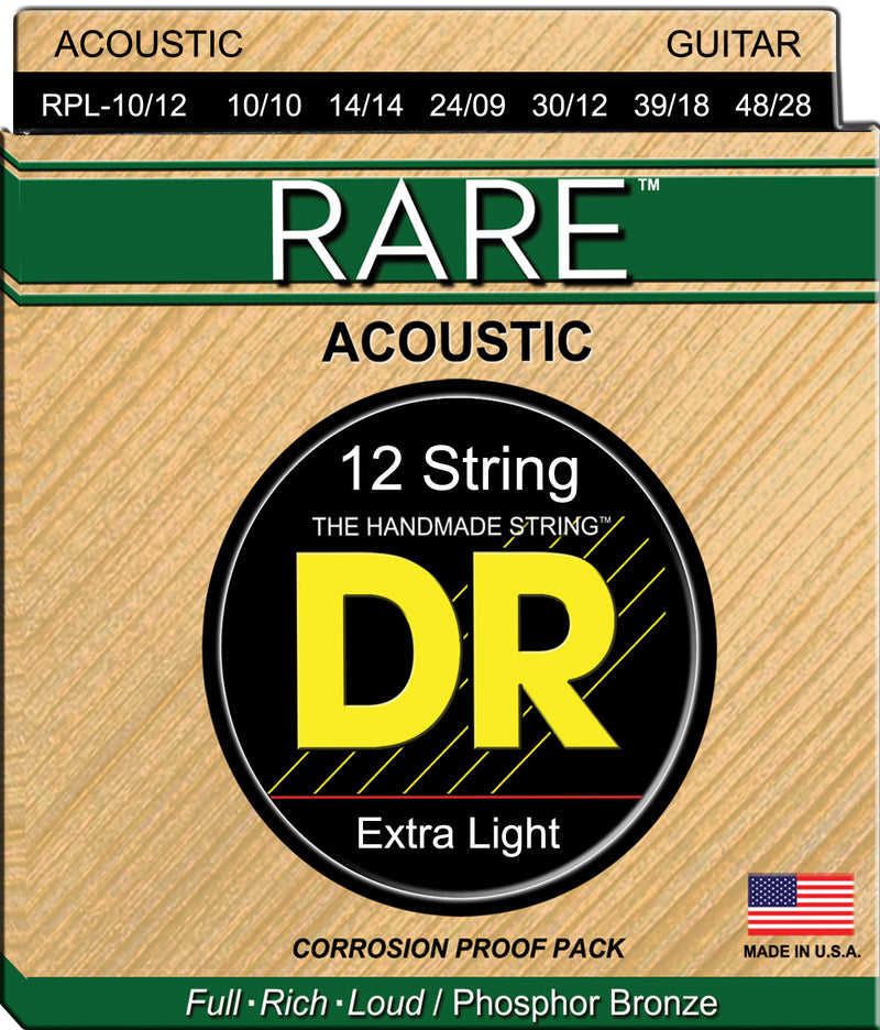 Dr Cords faits à la main RPL-10/12 RARE CORDES DE GUITARE ACOUSTIQUES (10/14 - 48/28)